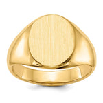 Load image into Gallery viewer, Open Back Mens Signet Ring Custom Personalized with Free Engraving Available of Initials or Monogram in Solid 14K Yellow Gold