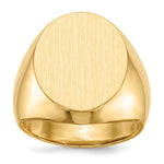 Load image into Gallery viewer, Solid Back Mens Oval Signet Ring Custom Personalized with Free Engraving Available of Initials or Monogram in Solid 14K Yellow Gold
