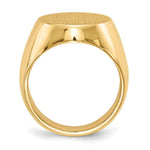 Load image into Gallery viewer, Solid Back Mens Oval Signet Ring Custom Personalized with Free Engraving Available of Initials or Monogram in Solid 14K Yellow Gold
