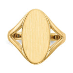 Load image into Gallery viewer, Solid Back Oval Ladies Signet Ring Custom Personalized with Free Engraving Available of Initials in Solid 14K Yellow Gold