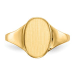 Load image into Gallery viewer, Open Back Mens Womens Signet Ring Custom Personalized with Free Engraving Available of Initials or Monogram in Solid 14K Yellow Gold
