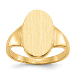 Load image into Gallery viewer, Solid Back Oval Ladies Signet Ring Custom Personalized with Free Engraving Available of Initials or Monogram in Solid 14K Yellow Gold