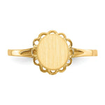 Load image into Gallery viewer, Open Back Round Scallop Edge Ladies Signet Ring Custom Personalized with Free Engraving Available of Initials in Solid 14K Yellow Gold