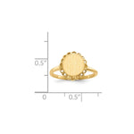 Load image into Gallery viewer, Open Back Round Scallop Edge Ladies Signet Ring Custom Personalized with Free Engraving Available of Initials in Solid 14K Yellow Gold
