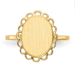 Load image into Gallery viewer, Open Back Oval Scallop Edge Ladies Signet Ring Custom Personalized with Free Engraving Available of Initials or Monogram in Solid 14K Yellow Gold