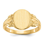 Load image into Gallery viewer, Open Back Ladies Signet Ring Custom Personalized with Free Engraving Available of Initials or Monogram in Solid 14K Yellow Gold