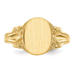 Load image into Gallery viewer, Open Back Ladies Signet Ring Custom Personalized with Free Engraving Available of Initials or Monogram in Solid 14K Yellow Gold