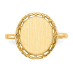 Load image into Gallery viewer, Open Back Womens Signet Ring Custom Personalized with Free Engraving Available of Initials or Monogram in Solid 14K Yellow Gold