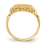 Load image into Gallery viewer, Open Back Oval Scallop Decorative Edge Ladies Signet Ring Custom Personalized with Free Engraving Available of Initials or Monogram in Solid 14K Yellow Gold