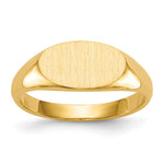 Load image into Gallery viewer, Solid Closed Back Horizontal Oval Signet Ring Custom Personalized with Free Engraving Available of Initials or Monogram in Solid 14K Yellow Gold