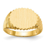 Load image into Gallery viewer, Open Back Swirl Ridge Sides Signet Ring Custom Personalized with Free Engraving Available of Initials or Monogram in Solid 14K Yellow Gold