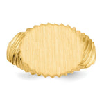 Load image into Gallery viewer, Open Back Swirl Ridge Sides Signet Ring Custom Personalized with Free Engraving Available of Initials or Monogram in Solid 14K Yellow Gold