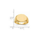 Load image into Gallery viewer, Open Back Swirl Ridge Sides Signet Ring Custom Personalized with Free Engraving Available of Initials or Monogram in Solid 14K Yellow Gold