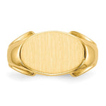 Load image into Gallery viewer, Solid Back Mens Large Horizontal Oval Signet Ring Custom Personalized with Free Engraving Available of Initials or Monogram in Solid 14K Yellow Gold