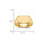 Load image into Gallery viewer, Solid Back Mens Large Horizontal Oval Signet Ring Custom Personalized with Free Engraving Available of Initials or Monogram in Solid 14K Yellow Gold