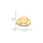 Load image into Gallery viewer, Solid Closed Back 9mm Round Signet Ring Custom Personalized with Free Engraving Available of Initials or Monogram in Solid 14K Yellow Gold