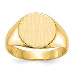 Load image into Gallery viewer, Solid Closed Back 11mm Round Signet Ring Custom Personalized with Free Engraving Available of Initials or Monogram in Solid 14K Yellow Gold