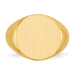 Load image into Gallery viewer, Solid Closed Back 15mm Round Signet Ring Custom Personalized with Free Engraving Available of Initials or Monogram in Solid 14K Yellow Gold