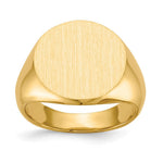 Load image into Gallery viewer, Solid Closed Back 15mm Round Signet Ring Custom Personalized with Free Engraving Available of Initials or Monogram in Solid 14K Yellow Gold