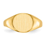 Load image into Gallery viewer, Open Back 8.5mm Round Signet Ring Custom Personalized with Free Engraving Available of Initials or Monogram in Solid 14K Yellow Gold