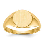 Load image into Gallery viewer, Open Back 9.8mm Round Signet Ring Custom Personalized with Free Engraving Available of Initials or Monogram in Solid 14K Yellow Gold