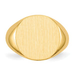 Load image into Gallery viewer, Open Back 15mm Round Signet Ring Custom Personalized with Free Engraving Available of Initials or Monogram in Solid 14K Yellow Gold