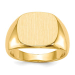 Load image into Gallery viewer, Solid Closed Back 15mm Square Top Signet Ring Custom Personalized with Free Engraving Available of Initials or Monogram in Solid 14K Yellow Gold