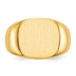 Load image into Gallery viewer, Solid Closed Back 15mm Square Top Signet Ring Custom Personalized with Free Engraving Available of Initials or Monogram in Solid 14K Yellow Gold