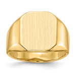 Load image into Gallery viewer, Mens Tapered Square Signet Ring Custom Personalized with Free Engraving Available of Initials or Monogram in Solid 14K Yellow Gold