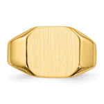 Load image into Gallery viewer, Solid Closed Back Mens Signet Ring Custom Personalized with Free Engraving Available of Initials or Monogram in Solid 14K Yellow Gold