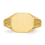 Load image into Gallery viewer, Solid Back Mens or Ladies Signet Ring Custom Personalized with Free Engraving Available of Initials or Monogram in Solid 14K Yellow Gold