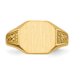 Load image into Gallery viewer, Open Back Mens or Ladies Signet Ring Custom Personalized with Free Engraving Available of Initials or Monogram in Solid 14K Yellow Gold
