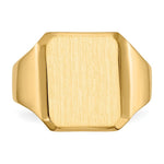 Load image into Gallery viewer, Solid Closed Back Mens Beveled Square Top Signet Ring Custom Personalized with Free Engraving Available of Initials or Monogram in Solid 14K Yellow Gold