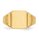 Load image into Gallery viewer, Solid Closed Back Womens Mens 9.5mm Square Top Signet Ring Custom Personalized with Free Engraving Available of Initials or Monogram in Solid 14K Yellow Gold