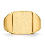 Load image into Gallery viewer, Solid Closed Back Mens 14mm Square Top Signet Ring Custom Personalized with Free Engraving Available of Initials or Monogram Size 6 in Solid 14K Yellow Gold