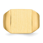 Load image into Gallery viewer, Solid Closed Back Mens 19mm Square Top Signet Ring Custom Personalized with Free Engraving Available of Initials or Monogram in Solid 14K Yellow Gold