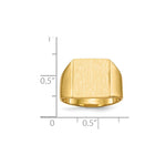 Load image into Gallery viewer, Solid Closed Back Mens 19mm Square Top Signet Ring Custom Personalized with Free Engraving Available of Initials or Monogram in Solid 14K Yellow Gold