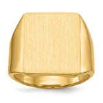 Load image into Gallery viewer, Mens Large Solid Back Square Signet Ring with Free Engraving Available of Initials Monogram in Solid 14K Yellow Gold