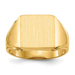 Load image into Gallery viewer, Open Back Mens Square Top Signet Ring Custom Personalized with Free Engraving Available of Initials or Monogram in Solid 14K Yellow Gold