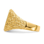 Load image into Gallery viewer, Mens Solid Back Treebark Sides Signet Ring with Free Engraving Available of Initials Monogram in Solid 14K Yellow Gold