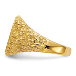 Load image into Gallery viewer, Open Back Mens Bark Nugget Sides Square Top Signet Ring Custom Personalized with Free Engraving Available of Initials or Monogram in Solid 14K Yellow Gold