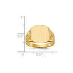 Load image into Gallery viewer, Mens Solid Back Nugget Sides Signet Ring with Free Engraving Available of Initials Monogram in Solid 14K Yellow Gold