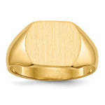 Load image into Gallery viewer, Solid Closed Back Mens Square Top Signet Ring Custom Personalized with Free Engraving Available of Initials or Monogram in Solid 14K Yellow Gold