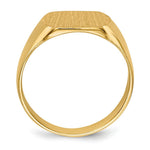 Load image into Gallery viewer, Solid Closed Back Mens Square Top Signet Ring Custom Personalized with Free Engraving Available of Initials or Monogram in Solid 14K Yellow Gold