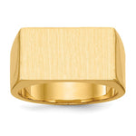 Load image into Gallery viewer, Mens Solid Back Wide Rectangle Signet Ring with Free Engraving Available of Initials Monogram in Solid 14K Yellow Gold