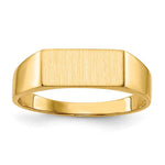 Load image into Gallery viewer, Open Back Mens Rectangle Top Signet Ring Custom Personalized with Free Engraving Available of Initials or Monogram in Solid 14K Yellow Gold