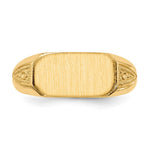 Load image into Gallery viewer, Solid Closed Back Womens Mens Decorative Side Rectangle Top Signet Ring Custom Personalized with Free Engraving Available of Initials or Monogram in Solid 14K Yellow Gold