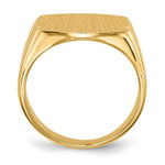 Load image into Gallery viewer, Solid Closed Back Mens Top Beveled Sides Signet Ring Custom Personalized with Free Engraving Available of Initials or Monogram in Solid 14K Yellow Gold