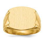 Load image into Gallery viewer, Solid Closed Back Mens Top Beveled Sides Signet Ring Custom Personalized with Free Engraving Available of Initials or Monogram in Solid 14K Yellow Gold