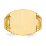 Load image into Gallery viewer, Solid Closed Back Mens Top Beveled Sides Signet Ring Custom Personalized with Free Engraving Available of Initials or Monogram in Solid 14K Yellow Gold